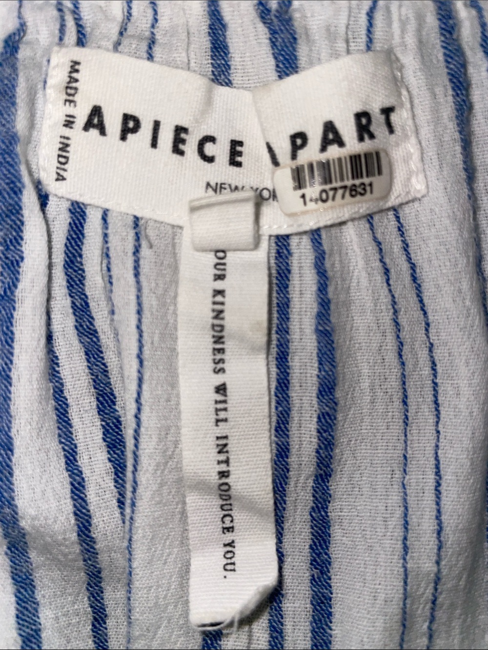 Apiece Apart Striped White and Blue Women's Tunic | XL *Small repaired flaw* - Picture 7 of 7